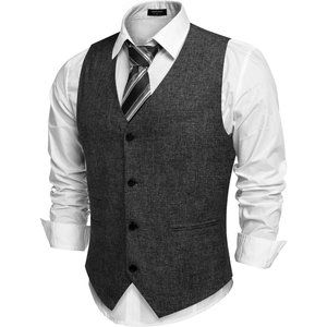 Men's Casual Business Vests Lightweight Waistcoat Slim Fit Suit Vest